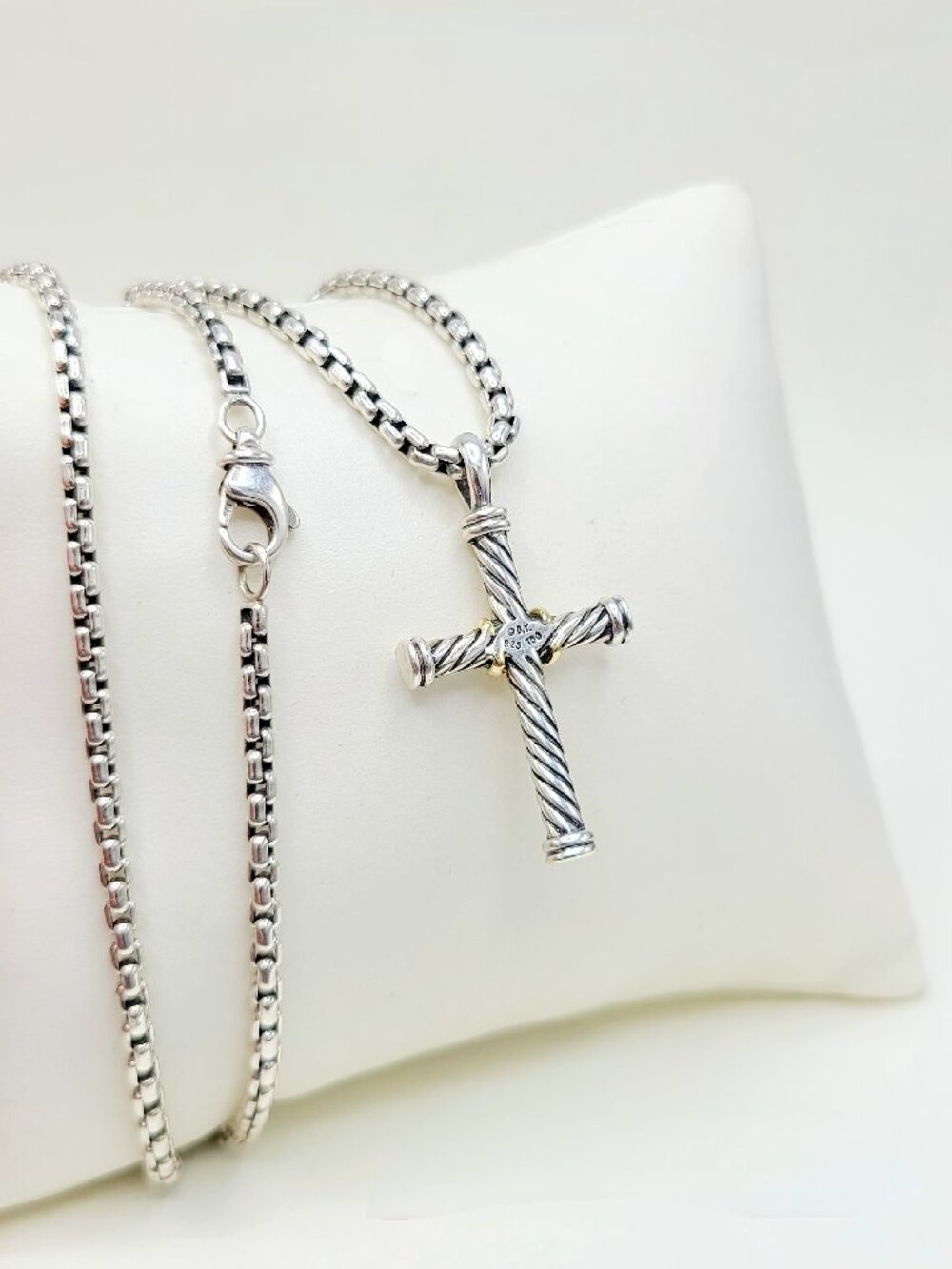 David Yurman Cable Cross Gold X Pendant Necklace w/ 18K Yellow Gold - 20" - RARE - Picture 3 of 12